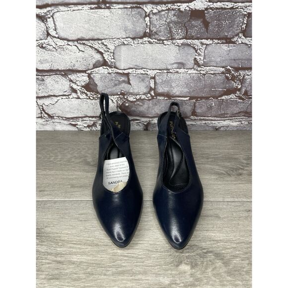 Hush Puppies Navy Blue Leather Pointed Toe Ankle Strap Heels Women 8.5M US/39EU - Picture 2 of 16